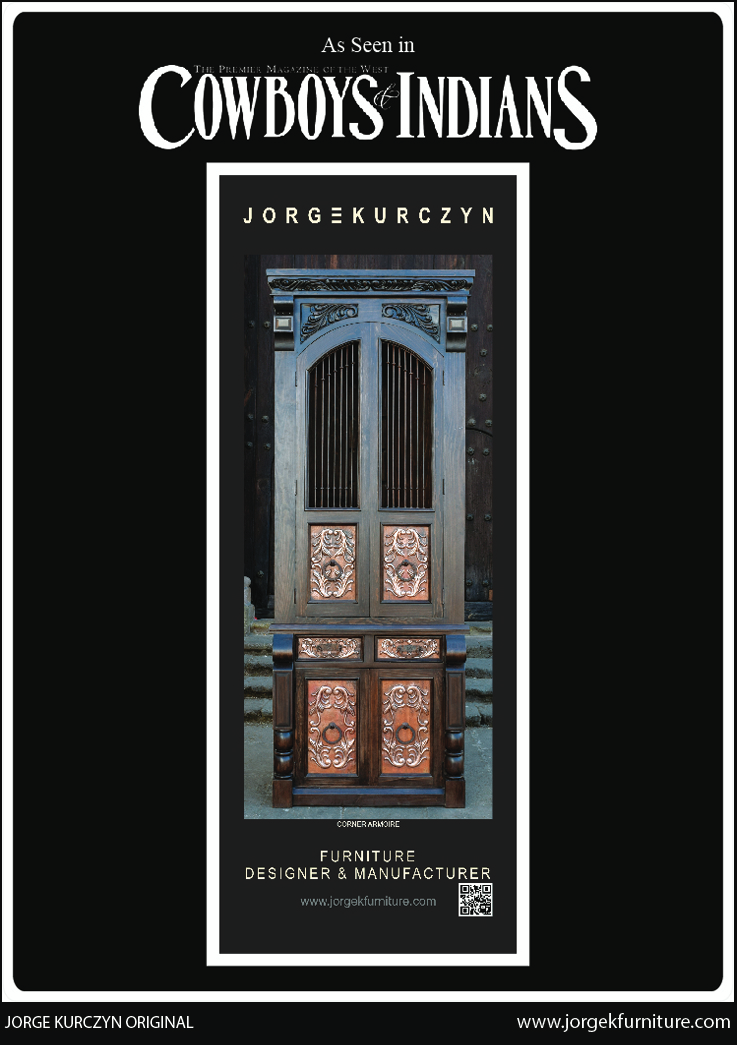 Cowboys and Indians - Spanish Colonial Copper Iron Corner Armoire